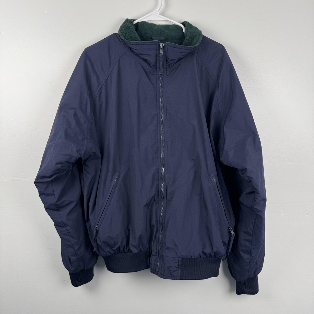 All Weather Gear Mens Large Jacket Blue Full Zip Fleece Lined Outdoor Bomber